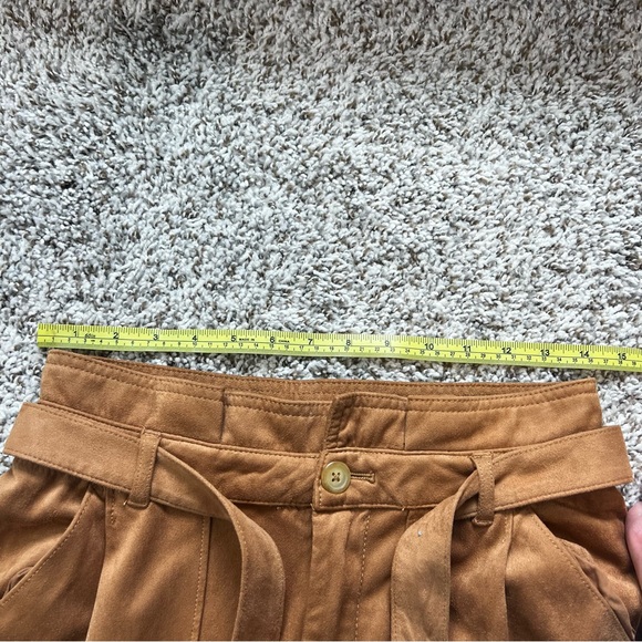 Free People Nightfall Brown High-Waisted Vegan Suede Pants with Tie Waist Sz 4 - Picture 11 of 14